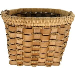 Hand Towel Basket Woven Brown Slates Twisted Grass 12" x 11" x 7" Missing Handle
